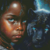 African Girl And Tiger Diamond Painting