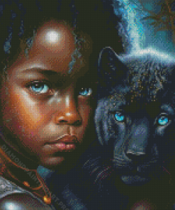 African Girl And Tiger Diamond Painting