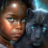 African Girl And Tiger Diamond Painting