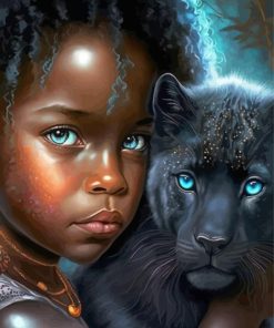 African Girl And Tiger Diamond Painting