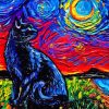 Black Cat Starry Night Diamond Painting