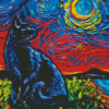 Black Cat Starry Night Diamond Painting