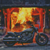 Black Chopper With Flames Diamond Painting