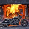 Black Chopper With Flames Diamond Painting