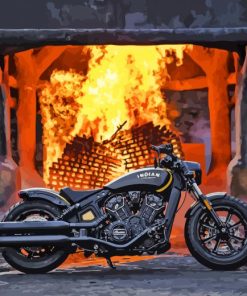 Black Chopper With Flames Diamond Painting