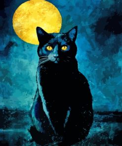 Black Moon Cat Diamond Painting