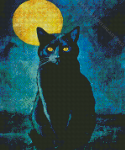 Black Moon Cat Diamond Painting