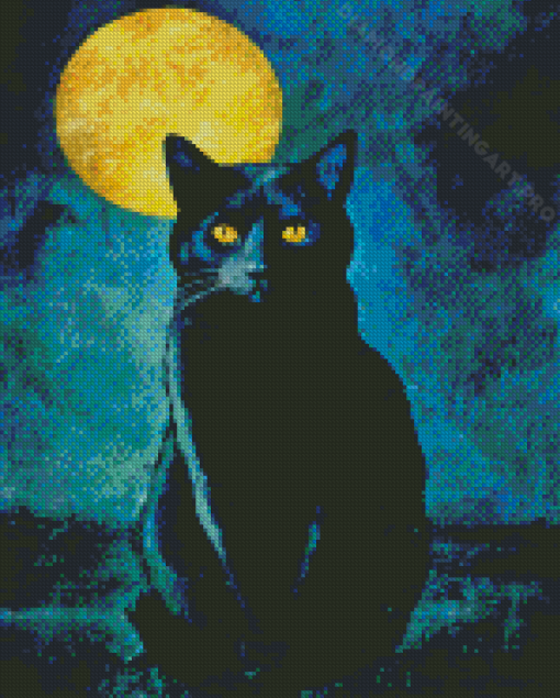 Black Moon Cat Diamond Painting