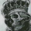 Black And White Crown Skull Diamond Painting