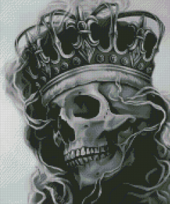 Black And White Crown Skull Diamond Painting