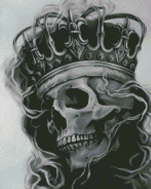 Black And White Crown Skull Diamond Painting