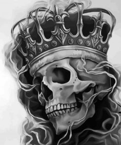 Black And White Crown Skull Diamond Painting