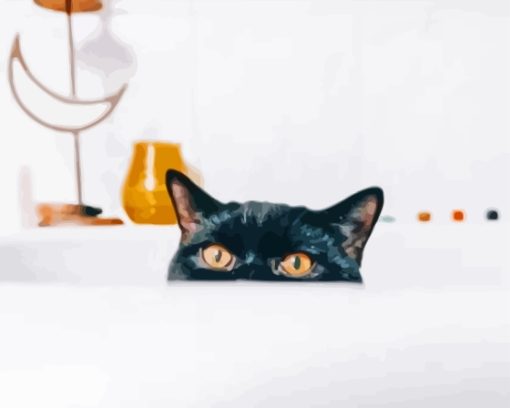 Cat Hiding In Shower Diamond Painting