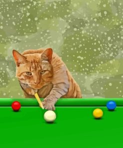 Cat Playing Snooker Diamond Painting