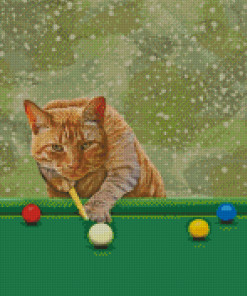 Cat Playing Snooker Diamond Painting