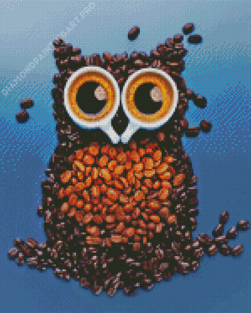 Coffee Bean Owl Diamond Painting