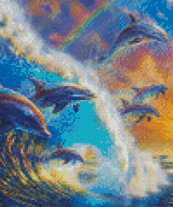 Dolphin In Waves Diamond Painting