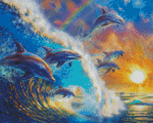 Dolphin In Waves Diamond Painting