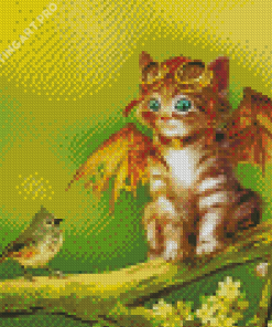 Cat And Bird Diamond Painting