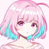 Blue Pink Anime Girl Hair Diamond Painting