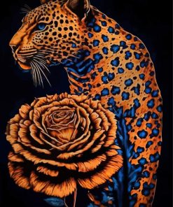 Golden Tiger And Rose Diamond Painting