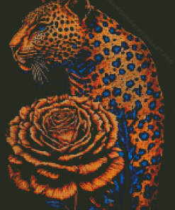 Golden Tiger And Rose Diamond Painting