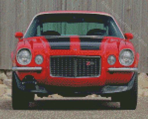 Red Z28 Camaro Car Diamond Painting