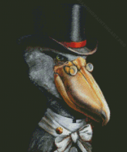 Shoebill With Hat And Glasses Art Diamond Painting