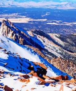 Snowy Pikes Peak Landscape Diamond Painting