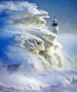 Storm On Lighthouse Diamond Painting