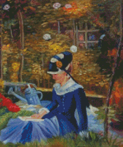 Woman Reading After Gardening Diamond Painting