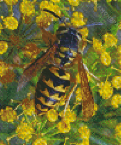 Yellowjacket On Yellow Flowers Diamond Painting