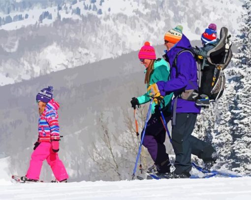 Aesthetic Family Skiing Diamond Painting