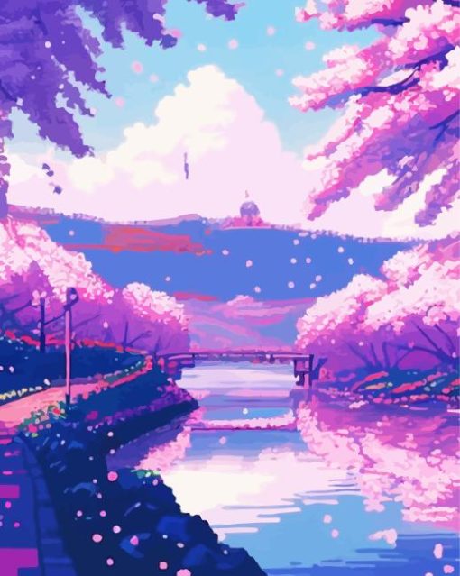 Anime Cherry Blossom Diamond Painting