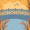 Autumn Bridge Park Diamond Painting