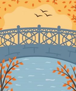 Autumn Bridge Park Diamond Painting