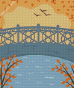 Autumn Bridge Park Diamond Painting