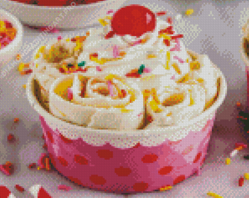 Birthday Cake Rolled Ice Cream Diamond Painting