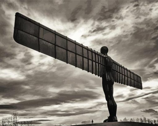 Black And White Angel Of The North Diamond Painting