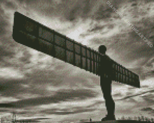 Black And White Angel Of The North Diamond Painting