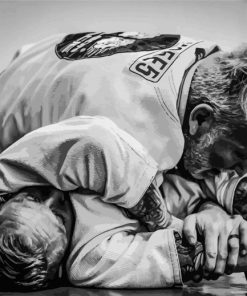 Black And White Old Men Playing Brazilian Jiu Jitsu Diamond Painting