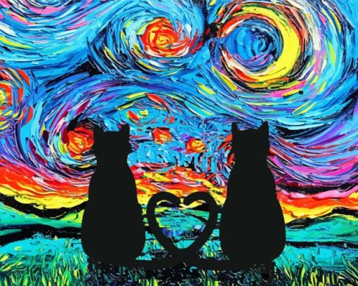 Black Cat Love Diamond Painting