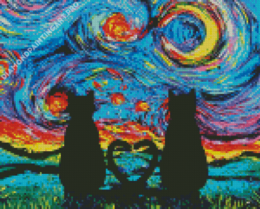 Black Cat Love Diamond Painting