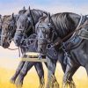 Black Percheron Horses Diamond Painting