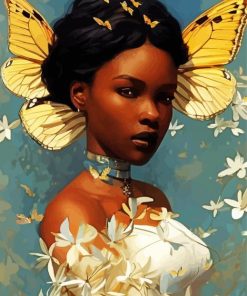 Black Woman And Butterfly Diamond Painting