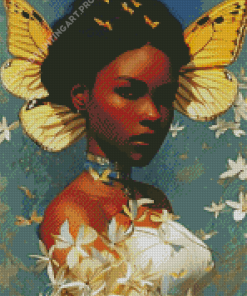 Black Woman And Butterfly Diamond Painting