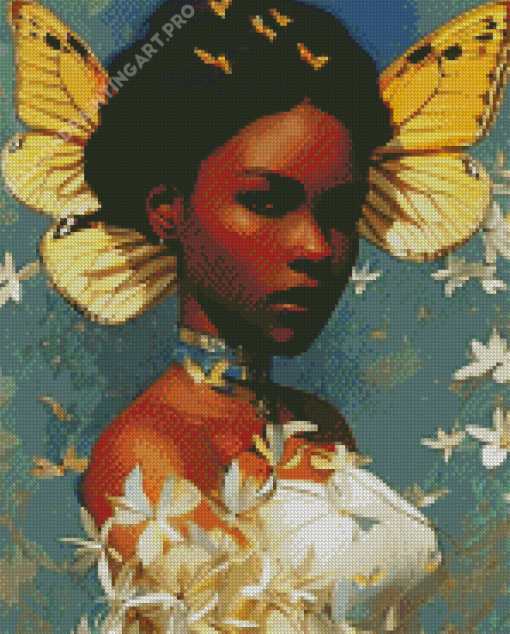 Black Woman And Butterfly Diamond Painting