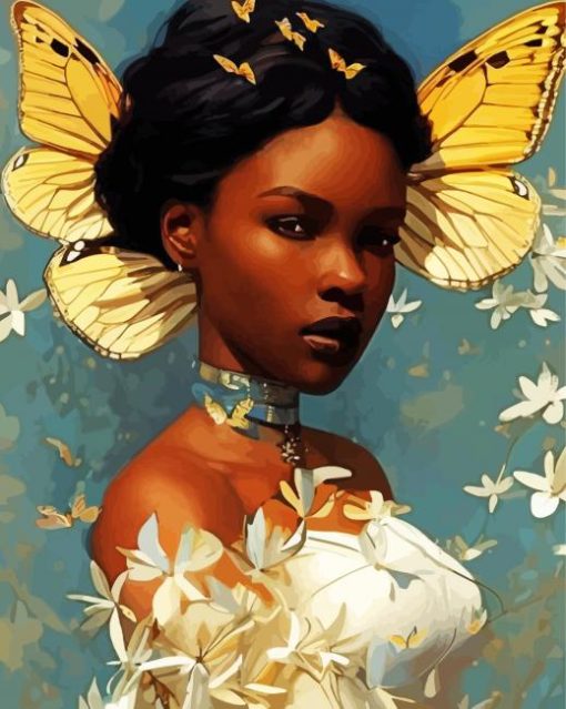 Black Woman And Butterfly Diamond Painting