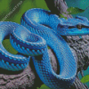 Blue Snake On Tree Diamond Painting