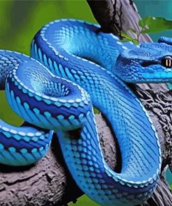 Blue Snake On Tree Diamond Painting